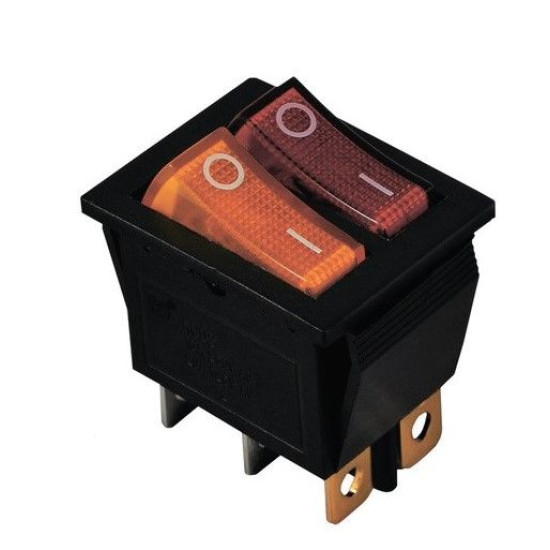 Перемикач TNSy KCD2-2101N Y+R/B з підсвічуванням жовтий+червоний (TNSy5500811)