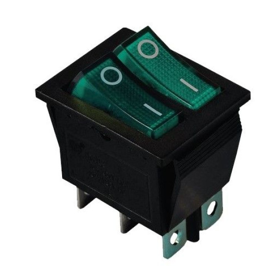 Перемикач TNSy KCD2-2101N G+G/B з підсвічуванням зелений (TNSy5500812)