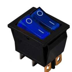 Перемикач TNSy KCD2-2101N BL+BL/B з підсвічуванням синій (TNSy5500814)
