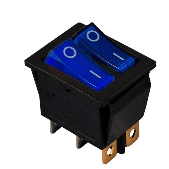 Перемикач TNSy KCD2-2101N BL+BL/B з підсвічуванням синій (TNSy5500814)
