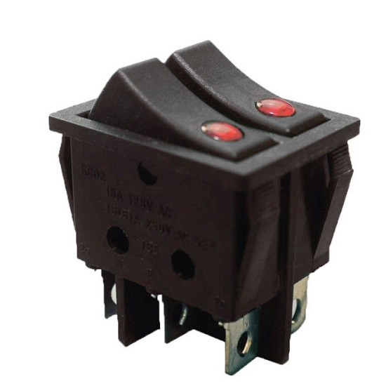 Перемикач TNSy KCD2-2101EN R+R/B з підсвічуванням червоний (TNSy5500816)