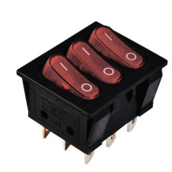 Перемикач TNSy KCD2-3101N R+R+R/B з підсвічуванням червоний (TNSy5500821)