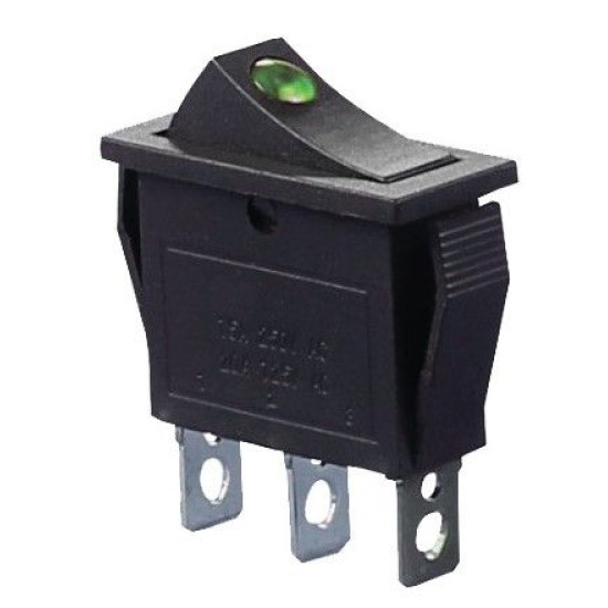 Перемикач TNSy KCD3-101EN G/B з підсвічуванням зелений (TNSy5500835)
