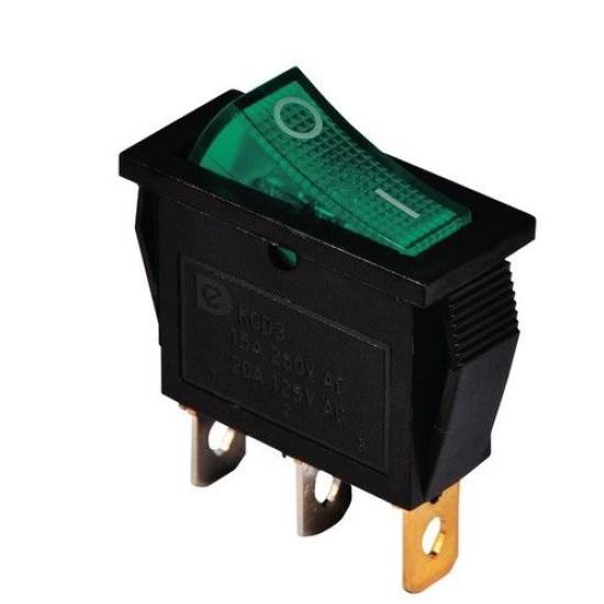 Перемикач TNSy KCD3-101N G/B з підсвічуванням зелений (TNSy5500837)