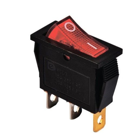 Перемикач TNSy KCD3-101N R/B з підсвічуванням червоний (TNSy5500838)