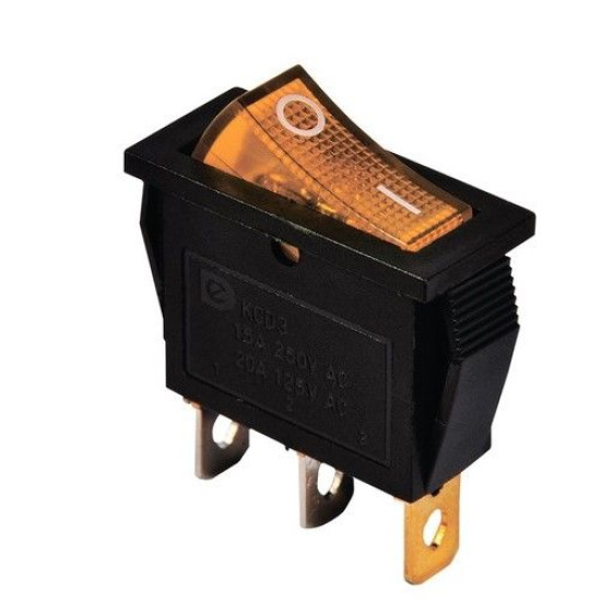 Перемикач TNSy KCD3-101N Y/B з підсвічуванням жовтий (TNSy5500839)