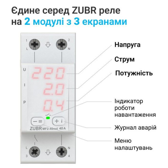 Реле напруги ZUBR MF2-50 red