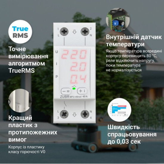 Реле напруги ZUBR MF2-63 red