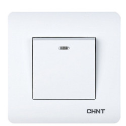 Вимикач 1-клавішний Chint NEW3 з LED-підсвіткою білий (715383)