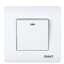 Прохідний вимикач 1-клавішний Chint NEW3 з LED-підсвіткою білий (715384)