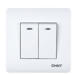 Вимикач 2-клавішний Chint NEW3 з LED-підсвіткою білий (715385)