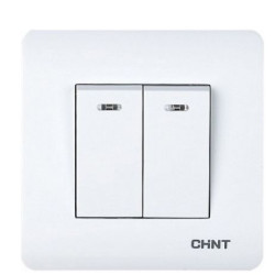 Прохідний вимикач 2-клавішний Chint NEW3 з LED-підсвіткою білий (715386)