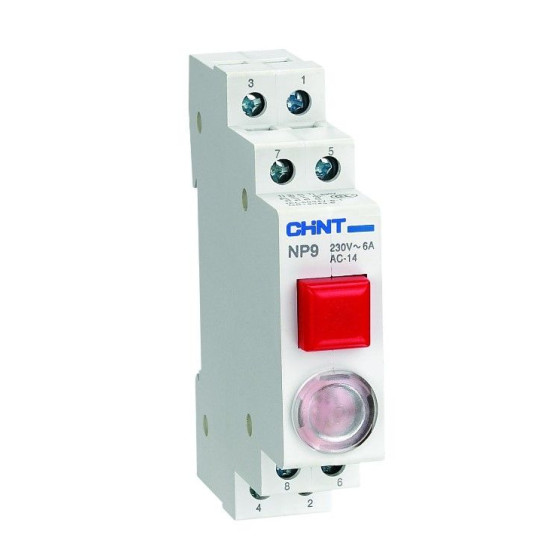 Модульна кнопка Chint NP9-12D3/2 з підсвіткою 1NO+2NC AC/DC 230В червона (584047)