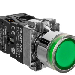 Кнопка Chint NP2-BW3361 230В AC/DC IP40 1NO зелена (574077)