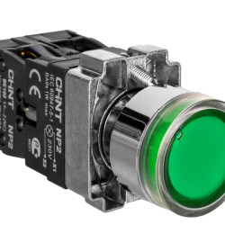 Кнопка Chint NP2-BW3365 230В AC/DC IP40 1NO+1NC зелена (574365)