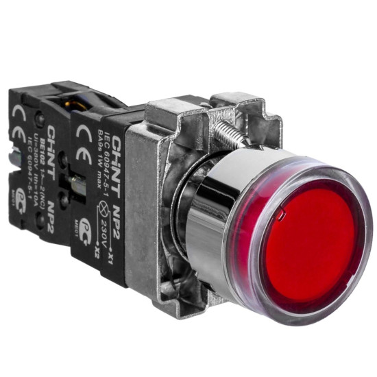Кнопка Chint NP2-BW3461 230В червона 1NO IP40 (574080)