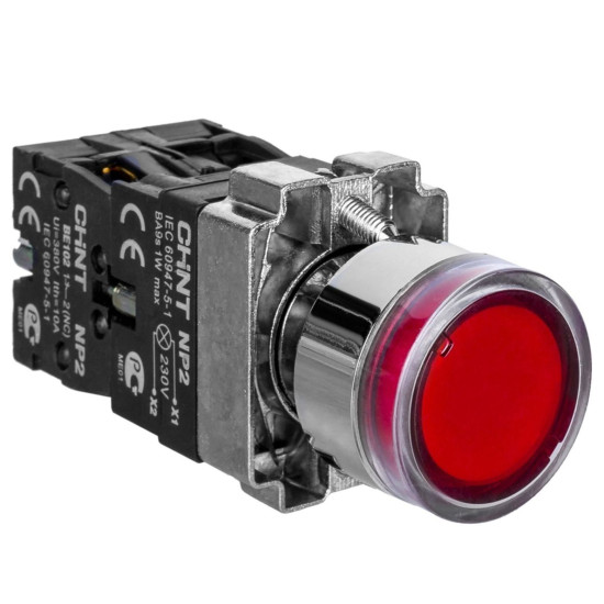 Кнопка Chint NP2-BW3462 230В червона 1NC IP40 (575421)