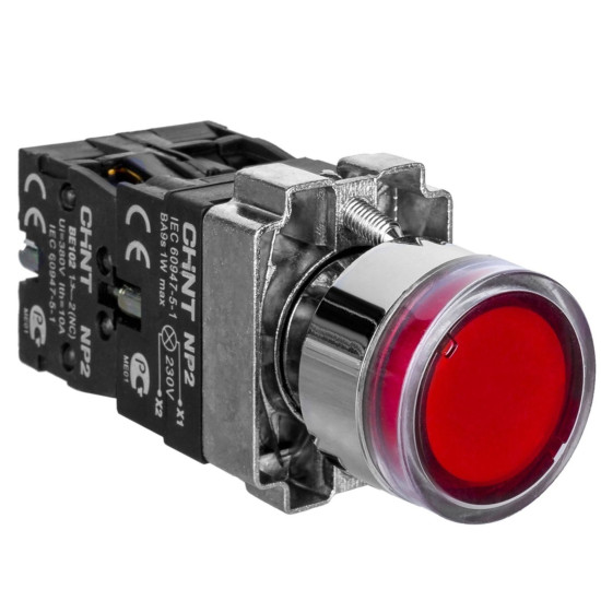 Кнопка Chint NP2-BW3465 1NO+1NC червона AC/DC 230В IP40 (574366)