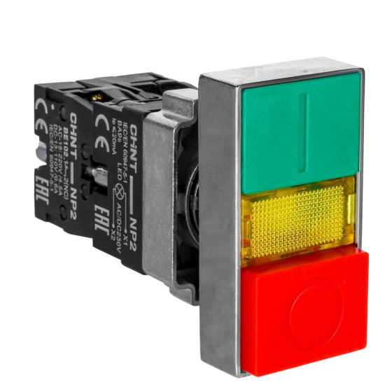 Подвійна кнопка Chint NP2-BW8465 1NO+1NC AC 230В IP40 (574789)