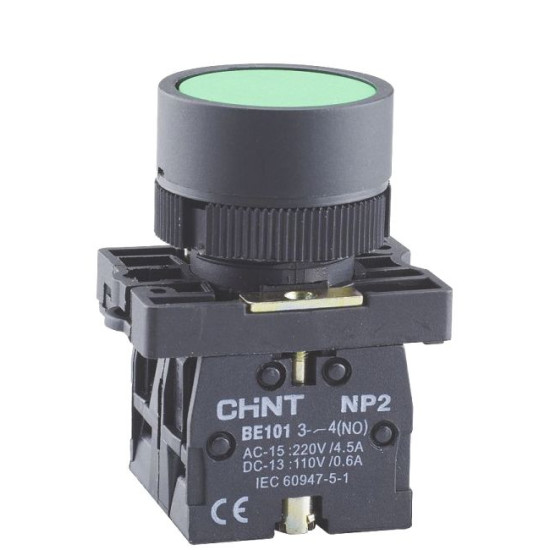 Пластикова кнопка Chint NP2-EA31 1NO зелена IP40 (574085)