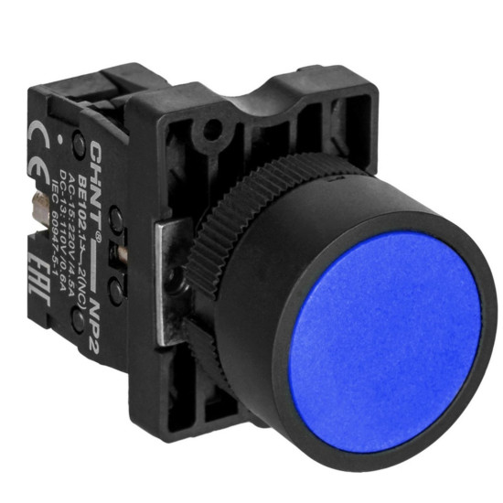 Пластикова кнопка Chint NP2-EA61 1NO синя IP40 (574087)
