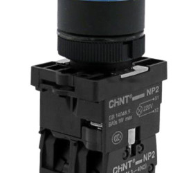 Пластикова кнопка Chint NP2-EW3665 1NO+1NC AC/DC 230В синя IP40 (575720)