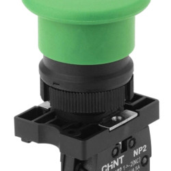 Пластикова кнопка грибок Chint NP2-EC32 1NC Ø40мм із самоповерненням зелена IP40 (574093)