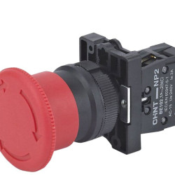 Пластикова кнопка грибок Chint NP2-ES442 1NC Ø30мм із фіксацією червона IP40 (573897)