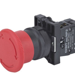 Пластикова кнопка грибок Chint NP2-ES542 1NC Ø40мм із фіксацією червона IP40 (574120)