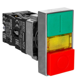 Пластикова подвійна кнопка Chint NP2-EW8465 1NO+1NC AC/DC 220/230В(LED) IP40 (575344)