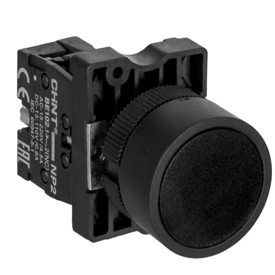Пластикова кнопка Chint NP2-EA22 1NC чорна IP40 (574624)