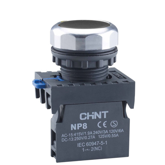 Кнопка Chint NP8-10BN/2 1NO чорна IP65 (578647)