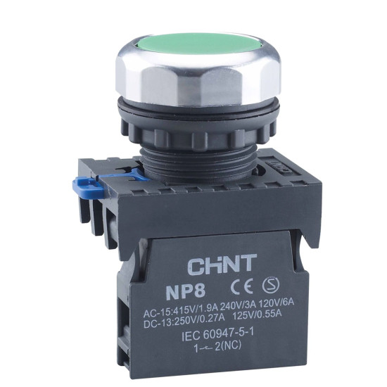 Кнопка Chint NP8-10BN/3 1NO зелена IP65 (667232)