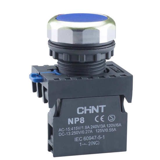 Кнопка Chint NP8-10BN/6 1NO синя IP65 (578645)