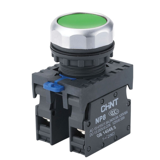 Кнопка Chint NP8-11BN/3 1NO+1NC зелена IP65 (667113)