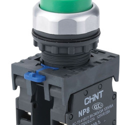 Виступаюча кнопка Chint NP8-11GN/3 1NO+1NC зелена IP65 (667109)