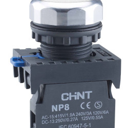 Кнопка Chint NP8-10BND/1 1NO AC 110В-220В біла IP65 (578662)