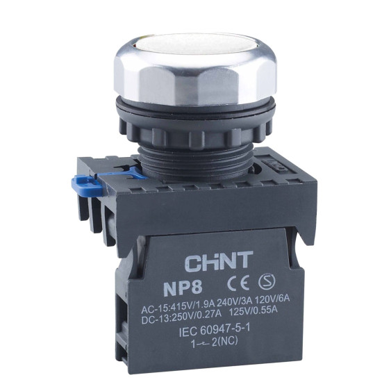 Кнопка Chint NP8-10BND/1 1NO AC 110В-220В біла IP65 (578662)