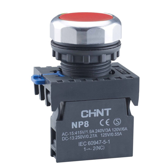 Кнопка Chint NP8-01BND/4 1NC AC 110В-220В червона IP65 (667247)