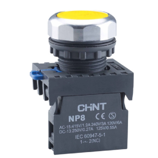 Кнопка Chint NP8-10BND/5 1NO AC 110В-220В жовта IP65 (667321)
