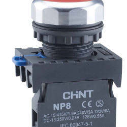 Кнопка Chint NP8-01BND 1NC AC/DC 24В червона IP65 (667239)