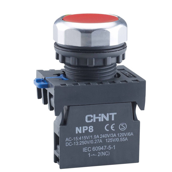 Кнопка Chint NP8-01BND 1NC AC/DC 24В червона IP65 (667239)