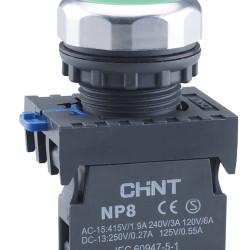 Кнопка Chint NP8-10BND 1NO AC/DC 24В зелена IP65 (667240)