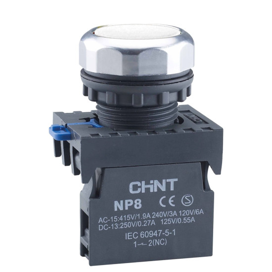 Кнопка Chint NP8-11BND/1 1NO+1NC AC 110В-220В біла IP65 (667127)