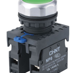Кнопка Chint NP8-11BND/3 1NO+1NC АС 110В-230В з підсвіткою зелена IP65 (667123)