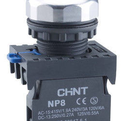 Кнопка Chint NP8-11BND/4 1NO+1NC АС 110В-230В з підсвіткою червона IP65 (667124)