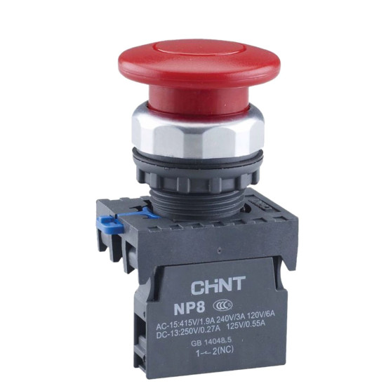 Кнопка грибок Chint NP8-01M/1 1NC Ø40мм із самоповерненням червона IP65 (667261)