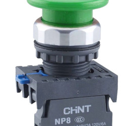 Кнопка грибок Chint NP8-11M/13 1NO+1NC Ø40мм із самоповерненням зелена IP65 (667264)