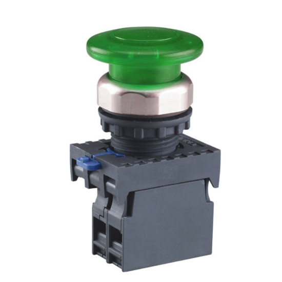 Кнопка грибок Chint NP8-10MD/1 1NO AC 110В-220В Ø40мм із самоповерненням зелена IP65 (667282)