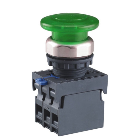 Кнопка грибок Chint NP8-11MD/13 1NO+1NC AC 110В-220В Ø40мм із самоповерненням зелена IP65 (667284)